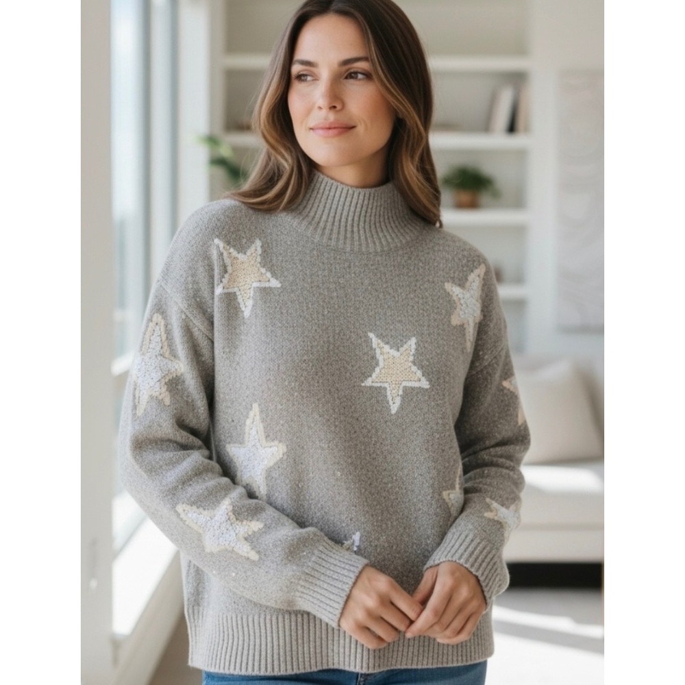 Mod Lusive Star Sweater Women's Size Large Cozy Oversized Boxy Warm